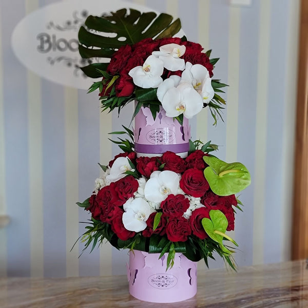 Luxury Two Tier - Roses and Orchids