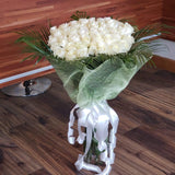 Bouquet - 55 Tall White Roses - Bloom de Fleur
